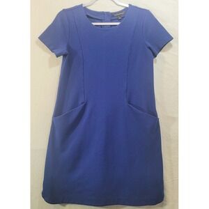 Banana Republic Blue Career Shift Dress Pockets S-Slv‎ Womenrs 6 Stretch Knee